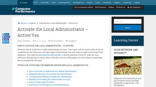 Windows Server 2008 Activate Administrator Local Deactivate