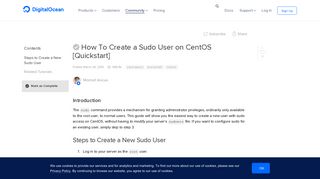 How To Create a Sudo User on CentOS [Quickstart] | DigitalOcean