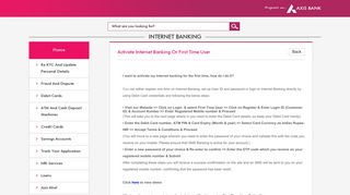 Activate Internet Banking Or First Time User - Axis Bank
