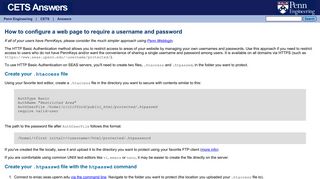 How to configure a web page to require a username and password