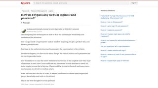 How to bypass any website login ID and password - Quora