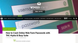Hack Like a Pro: How to Crack Online Web Form Passwords with ...