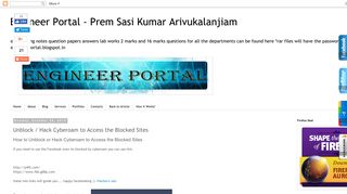 Engineer Portal - Prem Sasi Kumar Arivukalanjiam: Unblock / Hack ...