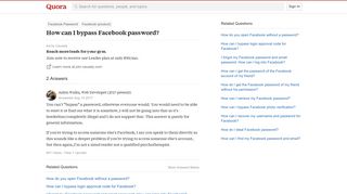 How to bypass Facebook password - Quora