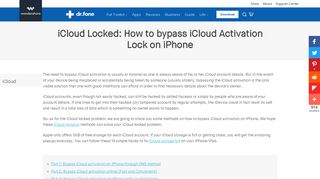 iCloud Locked: How to bypass iCloud Activation on iPhone- dr.fone