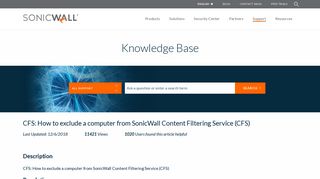 CFS: How to exclude a computer from SonicWall Content Filtering ...