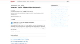 How to bypass the login form of a website - Quora