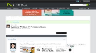 Bypassing Windows XP Professional Login. - Security Tutorials ...