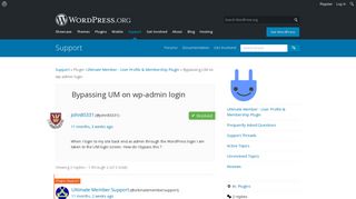 Bypassing UM on wp-admin login | WordPress.org