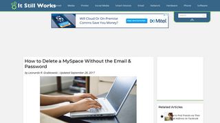 How to Delete a MySpace Without the Email & Password | It Still Works