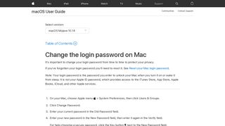 Change the login password on Mac - Apple Support