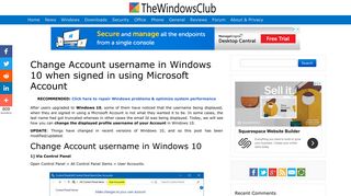 Change Account username in Windows 10 - The Windows Club