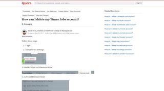 How to delete my Times Jobs account - Quora