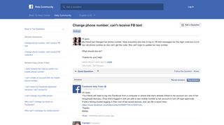 Change phone number, can't receive FB text | Facebook Help ...