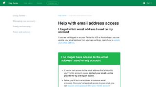 Help with email address access - Twitter support