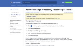 How do I change or reset my Facebook password? | Foibe ...