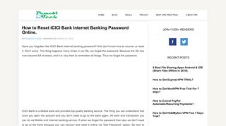 How to Reset ICICI Bank Internet Banking Password Online.