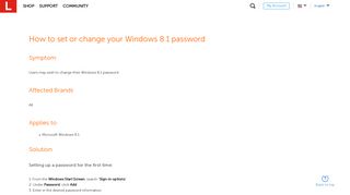 How to set or change your Windows 8.1 password - Lenovo Support