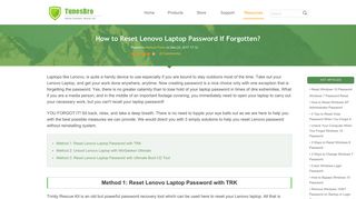 3 Ways to Reset Lenovo Laptop's Password If I Forgot - TunesBro