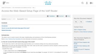 Access the Web-Based Setup Page of the VoIP Router - Cisco