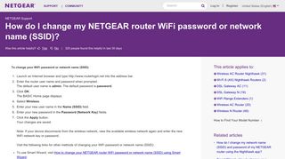 How do I change my NETGEAR router WiFi password or ... - Netgear KB