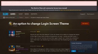 An option to change Login Screen Theme - World of Warcraft Forums ...