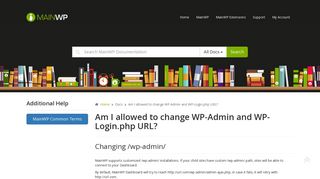 Am I allowed to change WP-Admin and WP-Login.php URL? - MainWP