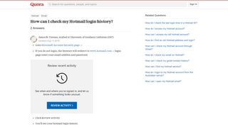How to check my Hotmail login history - Quora