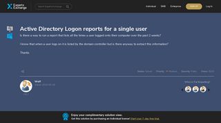 Active Directory Logon reports for a single user - Experts Exchange