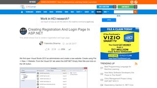 Creating Registration And Login Page In ASP.NET - C# Corner