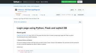 Creating a Login Page with Python Flask and SQLite 3 DB. · GitHub