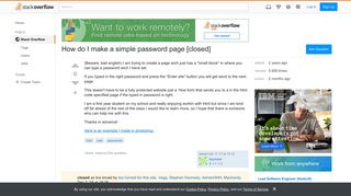 How do I make a simple password page - Stack Overflow