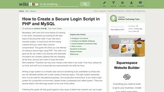 How to Create a Secure Login Script in PHP and MySQL - wikiHow