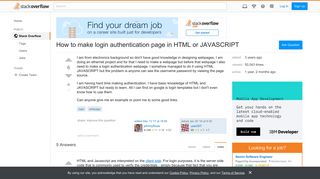 How to make login authentication page in HTML or JAVASCRIPT ...