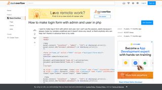 How to make login form with admin and user in php - Stack Overflow