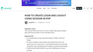 HOW TO CREATE LOGIN AND LOGOUT USING SESSION IN PHP ...