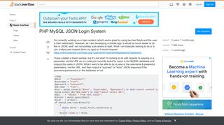 PHP MySQL JSON Login System - Stack Overflow