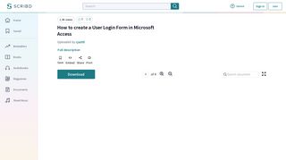 How to create a User Login Form in Microsoft Access - Scribd