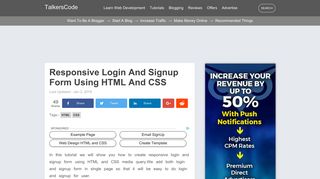 Responsive Login And Signup Form Using HTML And CSS