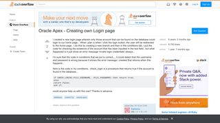 Oracle Apex - Creating own Login page - Stack Overflow