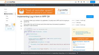Implementing Log in form in WPF C# - Stack Overflow