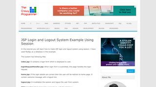 JSP Login and Logout System Example Using Session - The Crazy ...