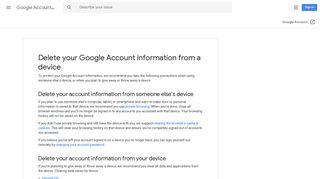 Delete your Google Account information from a device - Google Support