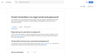 Gmail remembers my login email and password - Computer - Gmail Help