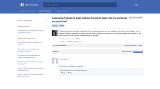Accessing Facebook page without having to login into my personal ...