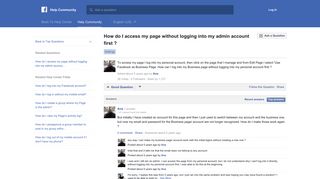 How do I access my page without logging into my admin ... - Facebook
