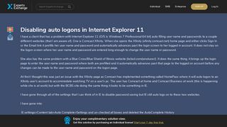 Disabling auto logons in Internet Explorer 11 - Experts Exchange