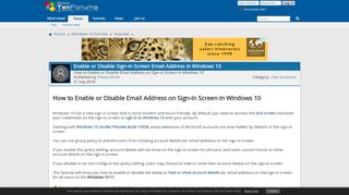 Enable or Disable Sign-in Screen Email Address in Windows 10 ...