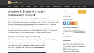 Windows 8: Enable the hidden Administrator Account - gHacks Tech ...