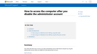 How to access the computer after you disable the administrator account